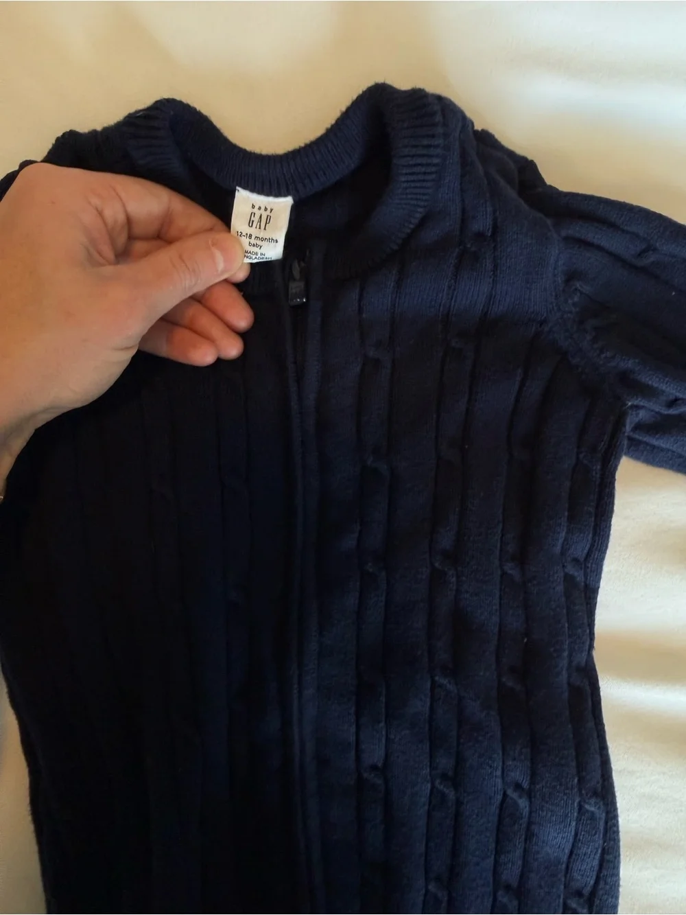 GAP Navy Cable-Knit Zip One-Piece